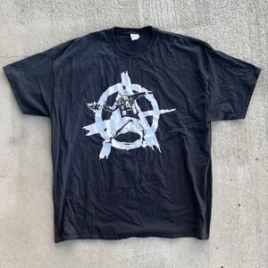 Mens Black Anarchy Symbol Graphic T Shirt 3XL Core Cotton Streetwear